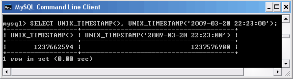 Использование функции UNIX_TIMESTAMP()