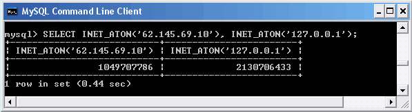 Использование функции INET_ATON()