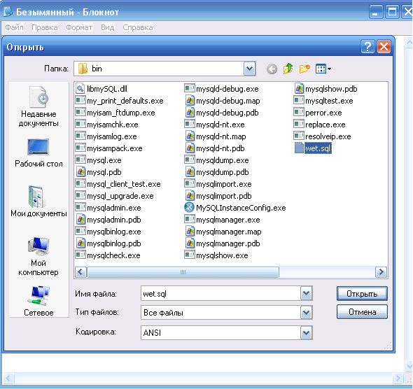 Созданный файл находится в каталоге bin
